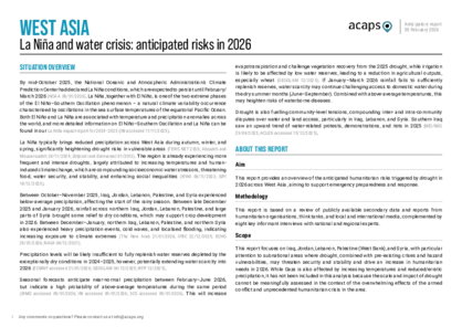 West Asia: La Niña and water crisis - anticipated risks in 2026 West Asia: La Niña and water crisis - anticipated risks in 2026