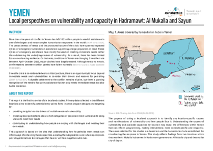Yemen: Local perspectives on vulnerability and capacity in Hadramawt - Al Mukalla and Sayun 