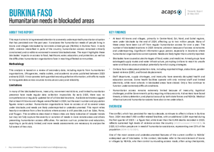 Burkina Faso: Humanitarian needs in blockaded areas Burkina Faso: Humanitarian needs in blockaded areas
