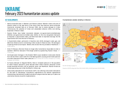 Ukraine: Humanitarian access update February 2023