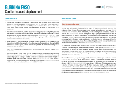 Burkina Faso: Conflict-induced displacement Burkina Faso: Conflict-induced displacement