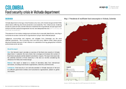 Colombia: food security crisis in Vichada department