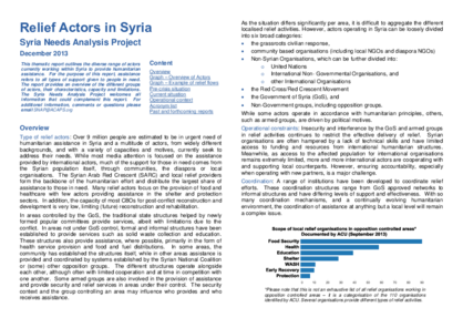 Syria Needs Analysis Project: Relief Actors in Syria