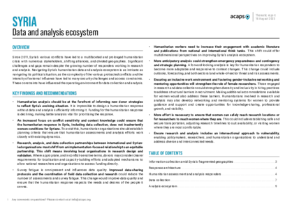 Syria: data and analysis ecosystem Syria: data and analysis ecosystem