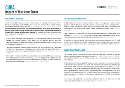 Cuba: impact of Hurricane Oscar Cuba: impact of Hurricane Oscar