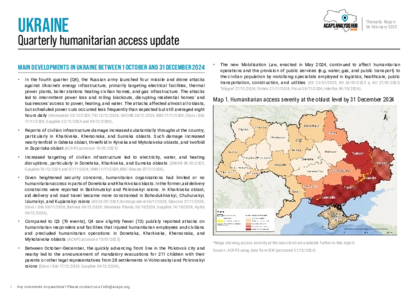 Ukraine: Quarterly humanitarian access update (Q4 2024) Ukraine: Quarterly humanitarian access update (Q4 2024)