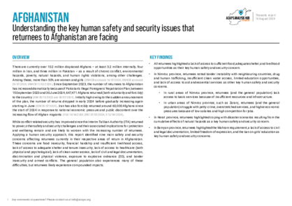 Afghanistan: understanding the key human safety and security issues facing returnees