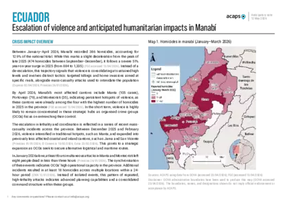 Ecuador: escalation of violence and anticipated humanitarian impacts in Manabí Ecuador: escalation of violence and anticipated humanitarian impacts in Manabí