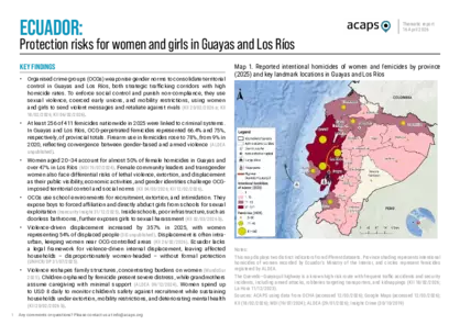 Ecuador: protection risks for women and girls in Guayas and Los Ríos Ecuador: protection risks for women and girls in Guayas and Los Ríos