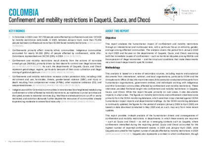 Colombia: confinement and mobility restrictions in Caquetá, Cauca, and Chocó Colombia: confinement and mobility restrictions in Caquetá, Cauca, and Chocó