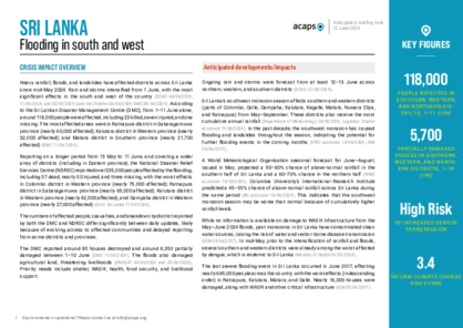 Sri Lanka: flooding in south and west Sri Lanka: flooding in south and west