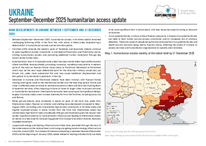 Ukraine: September–December 2025 humanitarian access update Ukraine: September–December 2025 humanitarian access update