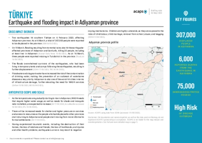 Türkiye: Earthquake and flooding impact in Adiyaman province Türkiye: Earthquake and flooding impact in Adiyaman province