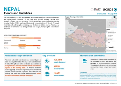 Nepal: Floods and landslides Nepal: Floods and landslides