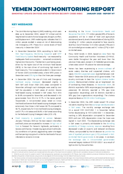 Yemen: bimonthly update on food and nutrition security crisis risks issue 7 Yemen: bimonthly update on food and nutrition security crisis risks issue 7