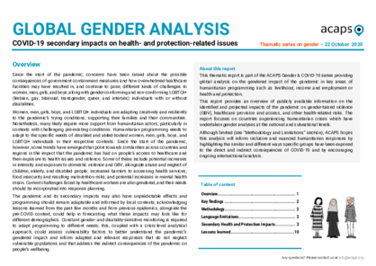 Global gender analysis on COVID-19, health and protection 