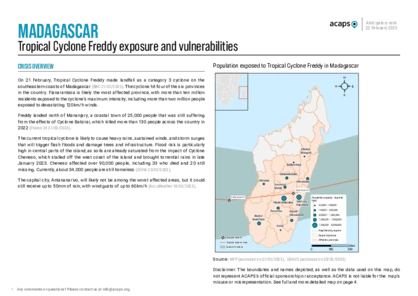 Madagascar: Tropical Cyclone Freddy exposure and vulnerabilities Madagascar: Tropical Cyclone Freddy exposure and vulnerabilities