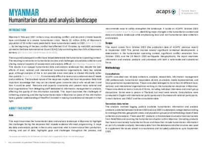 Myanmar: humanitarian data and analysis landscape Myanmar: humanitarian data and analysis landscape