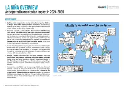 La Niña overview: anticipated humanitarian impact in 2024–2025 La Niña overview: anticipated humanitarian impact in 2024–2025