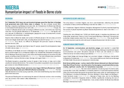 Nigeria: humanitarian impact of floods in Borno state Nigeria: humanitarian impact of floods in Borno state