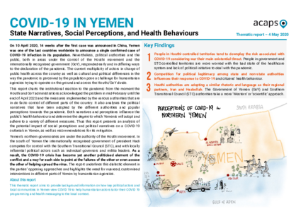 Yemen: State narratives, social perceptions & health behaviours around COVID-19