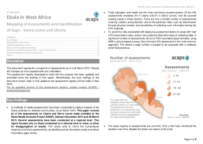 Ebola in West Africa: Mapping of Assessments and Identification of Gaps - Sierra Leone and Liberia