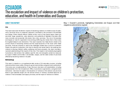 Ecuador: The escalation and impact of violence on children Ecuador: The escalation and impact of violence on children