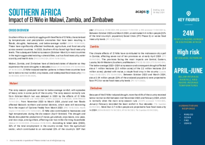 Southern Africa: Impact of El Niño in Malawi, Zambia, and Zimbabwe Southern Africa: Impact of El Niño in Malawi, Zambia, and Zimbabwe