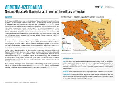 Armenia-Azerbaijan: humanitarian impact of the military offensive in Nagorno-Karabakh Armenia-Azerbaijan: humanitarian impact of the military offensive in Nagorno-Karabakh