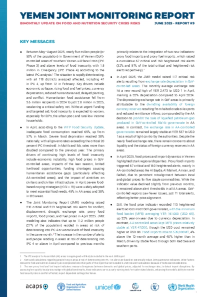 Yemen: bimonthly update on food and nutrition security crisis risks - issue 9 Yemen: bimonthly update on food and nutrition security crisis risks - issue 9
