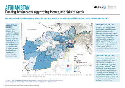 Afghanistan flooding: key impacts, aggravating factors, and risks to watch Afghanistan flooding: key impacts, aggravating factors, and risks to watch