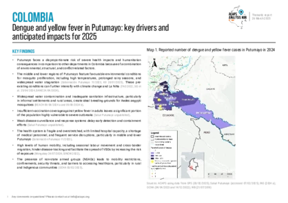 Colombia: Dengue and yellow fever in Putumayo - key drivers and anticipated impacts for 2025 Colombia: Dengue and yellow fever in Putumayo - key drivers and anticipated impacts for 2025