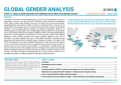 Global gender analysis on COVID-19 and livelihood 