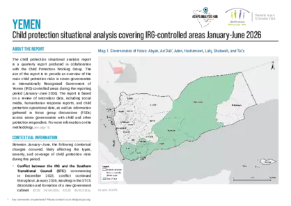 Yemen: Child protection situational analysis covering IRG-controlled areas Yemen: Child protection situational analysis covering IRG-controlled areas