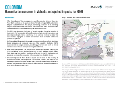 Colombia: humanitarian concerns in Vichada - anticipated impacts for 2026 Colombia: humanitarian concerns in Vichada - anticipated impacts for 2026