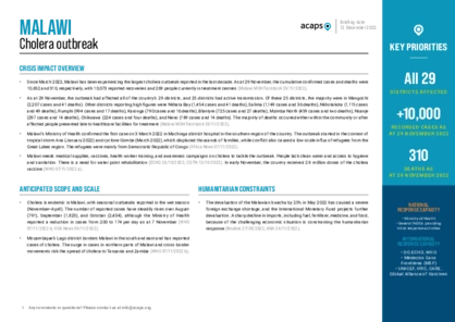 Malawi: cholera outbreak Malawi: cholera outbreak