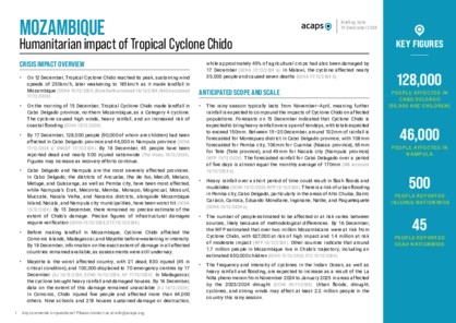 Mozambique: humanitarian impact of Tropical Cyclone Chido Mozambique: humanitarian impact of Tropical Cyclone Chido