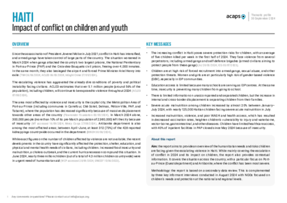 Haiti: impact of conflict on children and youth Haiti: impact of conflict on children and youth