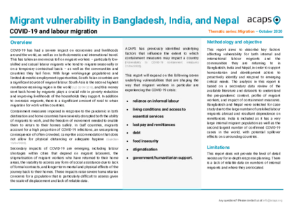 COVID-19 and Migrant Vulnerability in Bangladesh, India and Nepal COVID-19 and Migrant Vulnerability in Bangladesh, India and Nepal