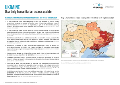 Ukraine: quarterly humanitarian access update (Q3 2024) Ukraine: quarterly humanitarian access update (Q3 2024)