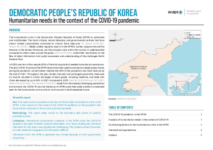 DPRK: Humanitarian needs in the context of COVID-19 DPRK: Humanitarian needs in the context of COVID-19