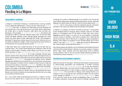 Colombia: Flooding in La Mojana