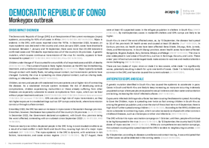 Democratic Republic of Congo: Monkeypox outbreak