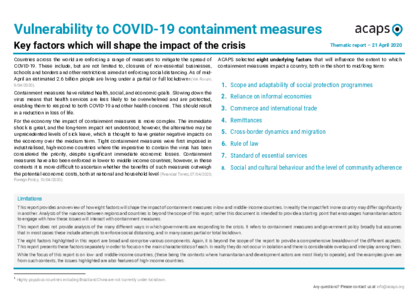 Vulnerability to COVID-19 containment measures