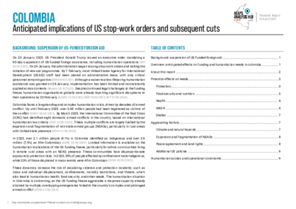 Colombia: anticipated implications of US stop-work orders and cuts Colombia: anticipated implications of US stop-work orders and cuts