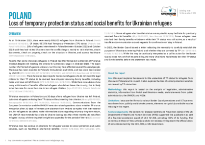 Poland: loss of temporary protection status and social benefits for Ukrainian Refugees Poland: loss of temporary protection status and social benefits for Ukrainian Refugees