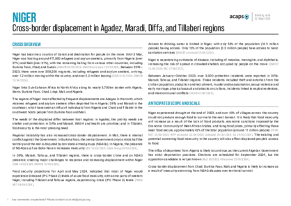 Niger: cross-border displacement in Agadez, Maradi, Diffa, and Tillaberi regions Niger: cross-border displacement in Agadez, Maradi, Diffa, and Tillaberi regions