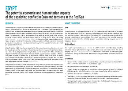 Egypt: potential impacts of the conflict in Gaza and tensions in the Red Sea Egypt: potential impacts of the conflict in Gaza and tensions in the Red Sea