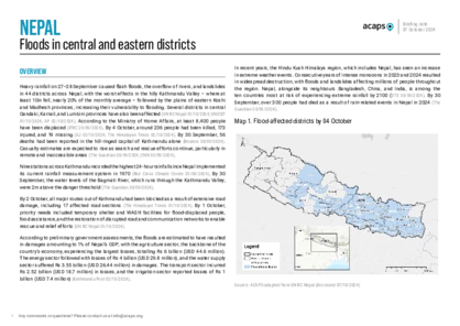 Nepal: Floods in central and eastern districts Nepal: Floods in central and eastern districts