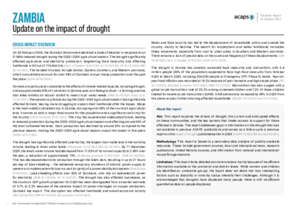Zambia: update on the impact of drought Zambia: update on the impact of drought